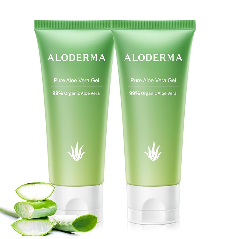 Aloderma 99% Organic Aloe Vera Gel for Face Made within 12 Hours of Harvest, Natural Hydrating Pure Aloe Vera for Soothing Skincare, Moisturizing Aloe Gel for Skin, Face, Sensitive Skin, 4oz - 2ct - Image 1